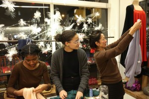 Jussara Lee held a holiday mending party to encourage sustainability.