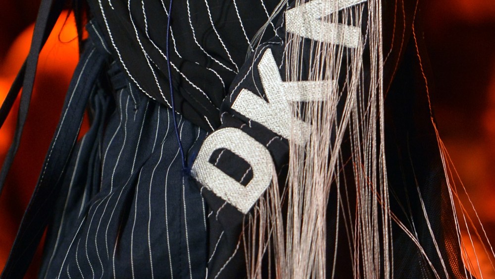 Model on the catwalk, detailDKNY show, Runway, Spring Summer 2017, New York Fashion Week, USA - 12 Sep 2016