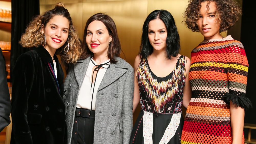 Cleo Wade, Fabiola Beracasa Beckman, Leigh Lezark, Phoebe Collings-JamesDior Lady Art #2 dinner, New York, USA - 30 Nov 2017