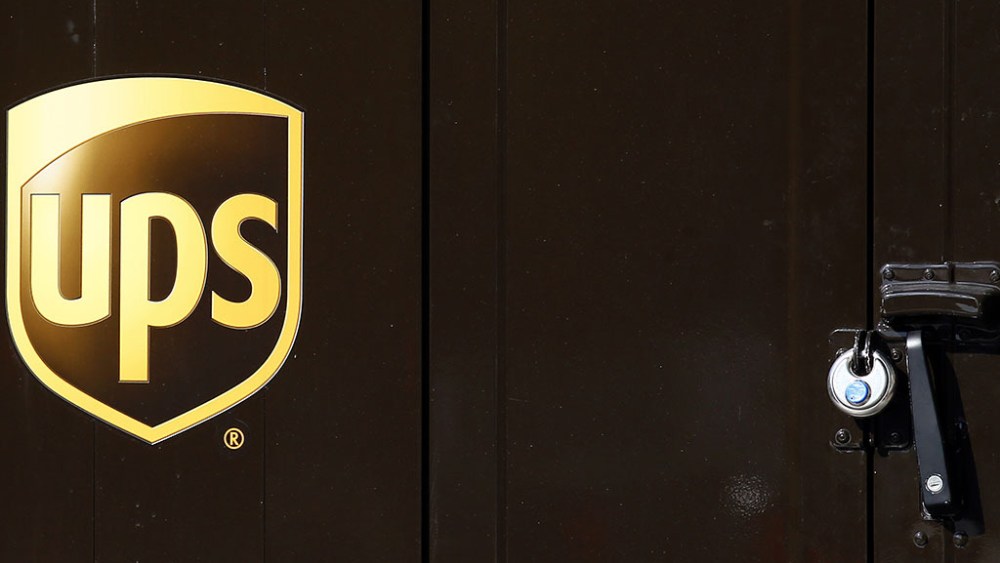 The logo of United Parcel Service, the world's largest package delivery company is pictured on a truck on the Champs Elysees Avenue in Paris, FranceUPS, Paris, France - 20 Sep 2017