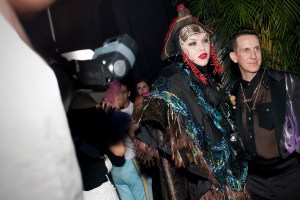 The scene backstage at the Moschino party.