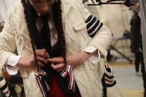 Backstage at Thom Browne Men's Fall 2018