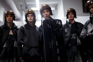 Backstage at Emporio Armani Men's Fall 2018