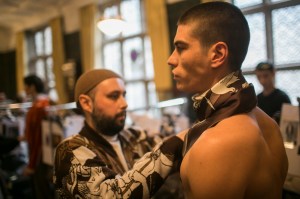 Backstage at Edward Crutchley Fall 2018