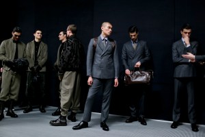 Backstage at Giorgio Armani Men's Fall 2018