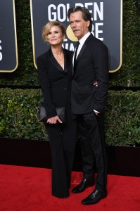 Kyra Sedgwick and Kevin Bacon in Dior, Golden Globes 2018
