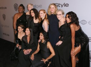 Tarana Burke, Michelle Williams, America Ferrera, Jessica Chastain, Amy Poehler, Meryl Streep, Kerry Washington, Natalie Portman, Ai-jen Poo and Saru Jayaraman.