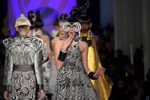 Anna Cleveland on the catwalk