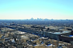 Landscape overlooking Detroit, Michigan.