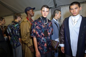 Backstage at Louis Vuitton Spring 2018 menswear collection.