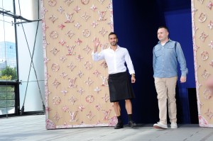 Marc Jacobs and Kim Jones on the runway at the Louis Vuitton Spring 2012 menswear show.