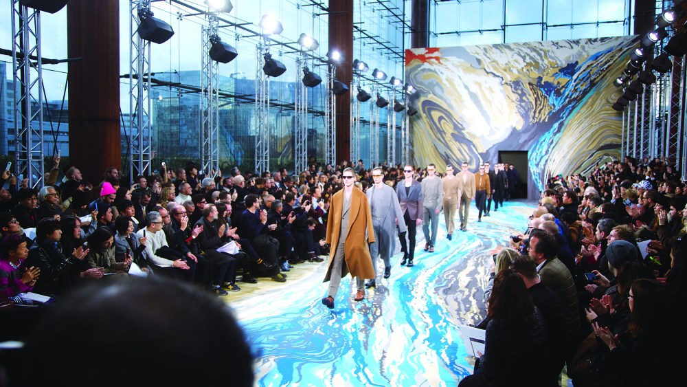 Models on the runway at Louis Vuitton's Fall 2014 menswear show.