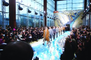 Models on the runway at Louis Vuitton's Fall 2014 menswear show.