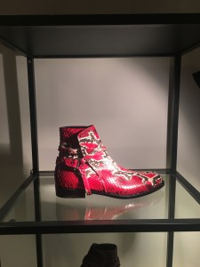 Paul Andrew introduced a jazzy lipstick red for fall. ÒItÕs a brave color,Ó he admitted, Òbut once you trim in black and have the black soles it's not so complicated.Ó Striated-sole creepers and chukkas plus a new streamlined jodhpur boot came in an opulent hand painted python while combat boots had interchangeable hiker laces and ultra light air injected soles. There was also a butter soft biker style with removable ankle straps that morphed into a simple slouch boot.
