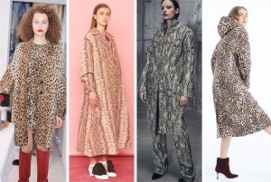 Leopard and snakeskin printed outerwear are a couple of fall wardrobe staples. For pre-fall, designers cut them loose to allow for easy layering underneath.Pictured: Valentino, Emilia Wickstead, Sally Lapointe, and Adam Lippes