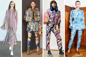 Speaking of head-to-toe dressing, matching print sets abounded, making a case for loud, statement dressing with minimal effort.

Pictured: Oscar De La Renta, Versace, Emilio Pucci, and Roberto Cavalli
