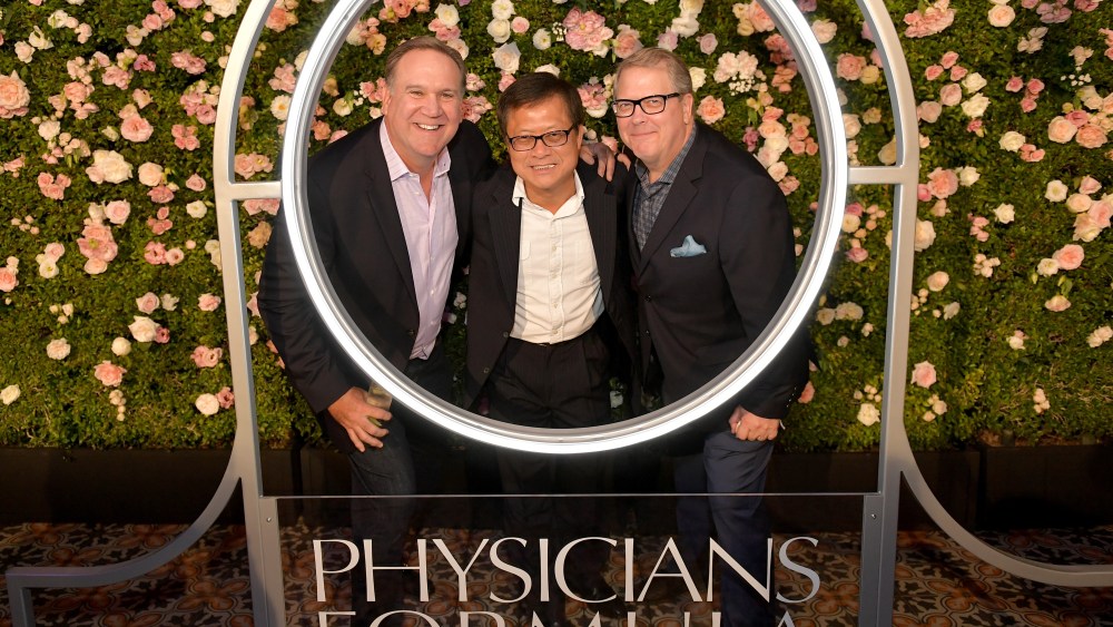 LOS ANGELES, CA - OCTOBER 19:  (L-R) President, Physicians Formula, Bill George, Owner & CEO, Physicians Formula, Eric Chen, and CAO, Physicians Formula, John Stephenson at Physicians Formula's 80th Anniversary at Beauty & Essex on October 19, 2017 in Los Angeles, California.  (Photo by Neilson Barnard/Getty Images for Physicians Formula)