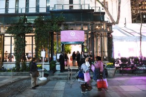 Target planted pink beach umbrellas in Manhattan’s Bryant Park for its Lily Pulitzer pop-up shop in April 2015.