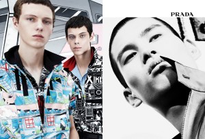Reality and virtual worlds intertwine in PradaÕs latest men's wear campaign, dubbed ÒReal Life Comix.ÓLensed by Willy Vanderperre and starring models Simon Bornhall, Benno Bulang, Lenny Diaw, Daan Duez, Ko Hei and Ihor Liubchenko, the ad juxtaposes portraits and close-ups, colored and black and white images, creating a comic book-inspired narrative. This focuses on the designs created by artists Ollie Schrauwen and James Jean which featured both on the brandÕs collection and showspace.Items portrayed in the campaign include monochromatic garage mechanic suits and jackets dominated by graphic novel-inspired prints, which also recall the motifs on the artwork backdrops. Ñ Sandra Salibian