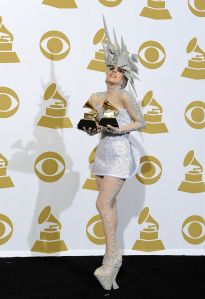 Singer Lady Gaga of the Us Holds Up Her Awards For Best Dance Recording and Best Electronic/dance Album at the 52nd Annual Grammy Awards at the Staples Center in Los Angeles California Usa 31 January 2010 the Grammys Are Presented Annually by the National Academy of Recording Arts and Sciences of the United States For Outstanding Achievements in the Music Industry United States Los AngelesUsa Grammy Awards - Feb 2010