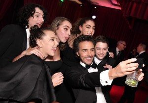 Finn Wolfhard, Millie Bobby Brown, Noah Schnapp and Shawn LevyNetflix Golden Globes After Party, Inside, Los Angeles, USA - 07 Jan 2018