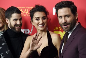 Darren Criss, Penelope Cruz, Edgar Ramirez. From left, Darren Criss, Penelope Cruz and Edgar Ramirez, cast members in "The Assassination of Gianni Versace: American Crime Story," pose together at a special screening of the television series at the ArcLight Hollywood, in Los AngelesLA Special Screening of "The Assassination of Gianni Versace: American Crime Story", Los Angeles, USA - 08 Jan 2018