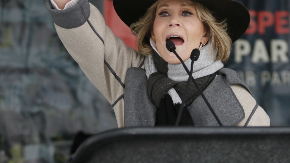 Actress Jane Fonda speaks at the Respect Rally Park City during the 2018 Sundance Film Festival, in Park City, Utah2018 Sundance Film Festival - Respect Rally , Park City, USA - 20 Jan 2018
