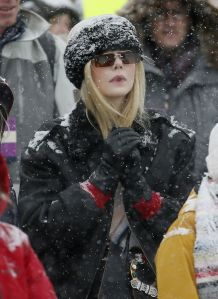 Actess Elle Fanning stands in the snow at the Respect Rally Park City during the 2018 Sundance Film Festival, in Park City, Utah2018 Sundance Film Festival - Respect Rally , Park City, USA - 20 Jan 2018