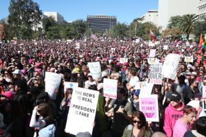 People took to the streets of downtown Los Angeles for the Women's March.