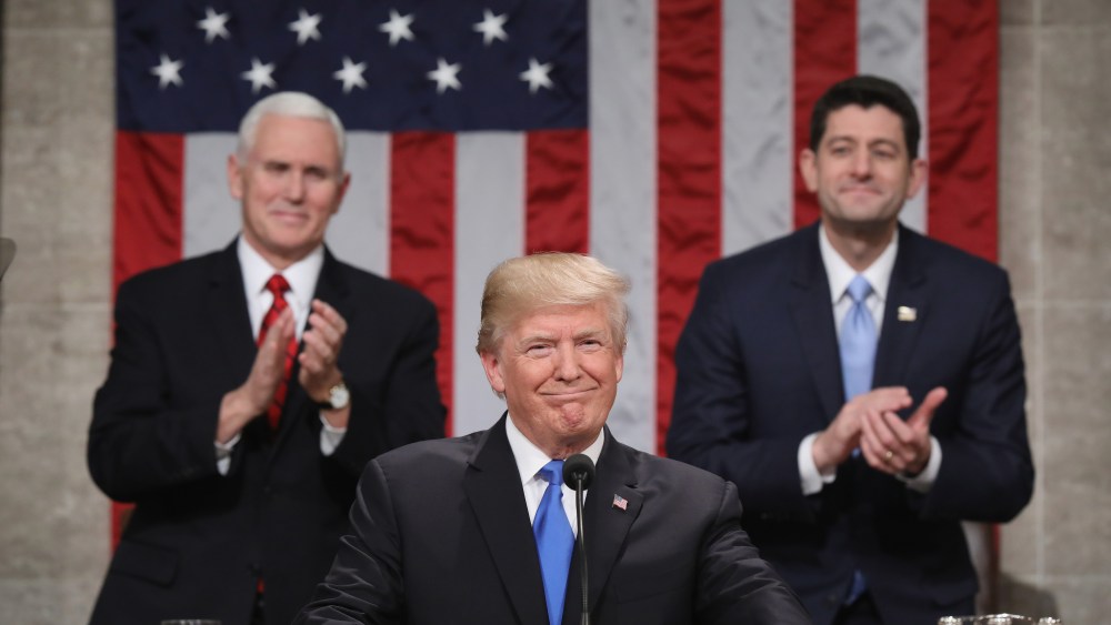 U.S. President Donald J. Trump arrives for the State of the Union address in the chamber of the U.S. House of Representatives in Washington, DC.State of The Union address, Washington DC, USA - 30 Jan 2018This is the first State of the Union address given by U.S. President Donald Trump and his second joint-session address to Congress.