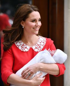 The Duke and Duchess of Cambridge (in Jenny Packham) with their newborn baby boy.