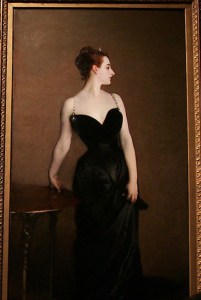 Two visitors look at a painting "Madame X' by John Singer Sargent at an art exhibition 'Americans in Paris' at the British National Gallery in London, Monday, Feb. 20, 2006. The exhibition looks at why American art students and artists were drawn to Paris in France from 1860 to 1900. (AP Photo/Sang Tan)