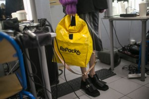 A repurposed RePack bag in Paris, at the Aalto show.