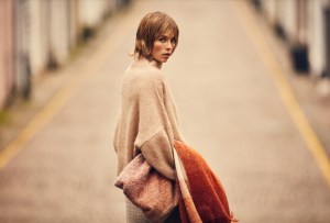 British model and activist Edie Campbell fronts the Agnona fall digital ad campaign. Captured on the street of West LondonÕs Holland Park by photographer Ezra Petronio, the model is seen walking in a pensive mood, wrapped up in a mohair turtleneck sweater in camel contrasting with the maxi cashmere scarfs in earthy tones she carries. ÒHer stunning looks belie a charming intelligence and wicked sense of humor,Ó said the brandÕs creative director Simon Holloway. The campaign debuted last week through CampbellÕs Instagram account where the model posted a behind-the-scenes video flanking the images Ñ Martino Carrera