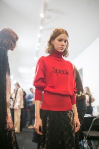 Backstage at Christopher Kane RTW Fall 2018