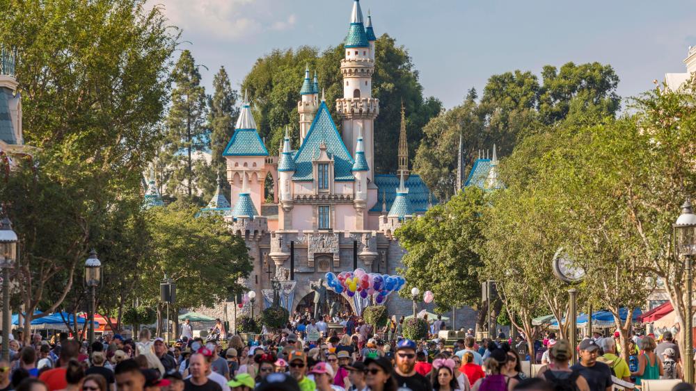 Sleeping Beauty Castle, front crowd, Disneyland Park, Disneyland Resort, Anaheim, California, USAVARIOUS