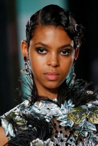 Model on the catwalk, detailErdem show, Detail, Fall Winter 2018, London Fashion Week, UK - 19 Feb 2018