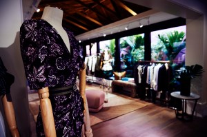 An interior view of the Veronica Beard Melrose Place Store.