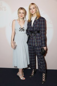 LONDON, ENGLAND - FEBRUARY 19: Dakota Fanning (L) and Elle Fanning attend the Miu Miu Women's Tales # 15 Screening at The Curzon Mayfair on February 19, 2018 in London, England. Pic Credit: Dave Benett