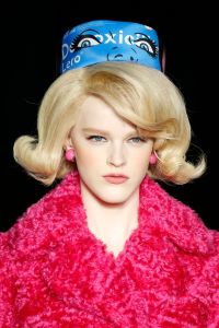 Model on the catwalk, hat detailMoschino show, Detail, Fall Winter 2018, Milan Fashion Week, Italy - 21 Feb 2018