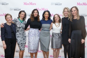 Co-Chair Barbara Evans, Co-Chair Pauline Reyniak, Corporate Chairman Maria Giulia Maramotti, Co-Chair Debra Martin Chase, NYCB Executive Director Katherine Brown, Co-Chair Danielle Taubman and Co-Chair Lauren Duf,  all wearing Max Mara.