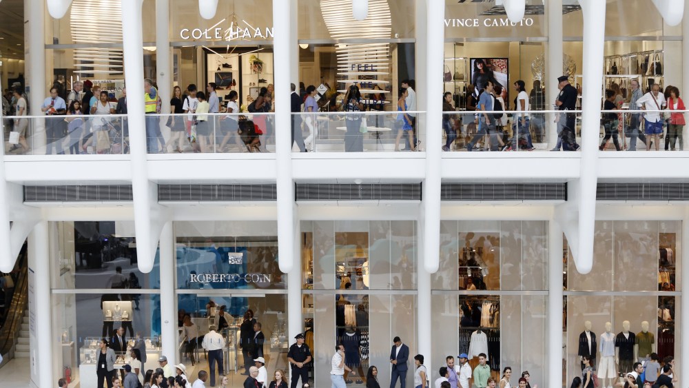 Shoppers walk on two levels of the newly opened Westfield World Trade Center mall in New York. Fifteen years after the Sept. 11th attacks, downtown New York has been reborn, not just with the construction of One World Trade, but with a host of attractions both somber and vibrant, including the 9/11 Memorial and Museum, two retail malls, new hotels and restaurantsTravel Trip Sept. 11 New Downtown, New York, USA - 16 Aug 2016