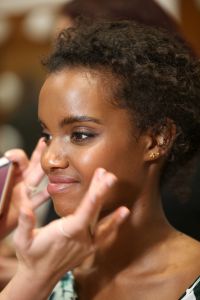 Model backstage Rachel Zoe Fall 2018 Collection Presentation, Backstage, Los Angeles, USA - 05 Feb 2018