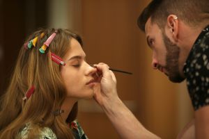 Model backstage Rachel Zoe Fall 2018 Collection Presentation, Backstage, Los Angeles, USA - 05 Feb 2018