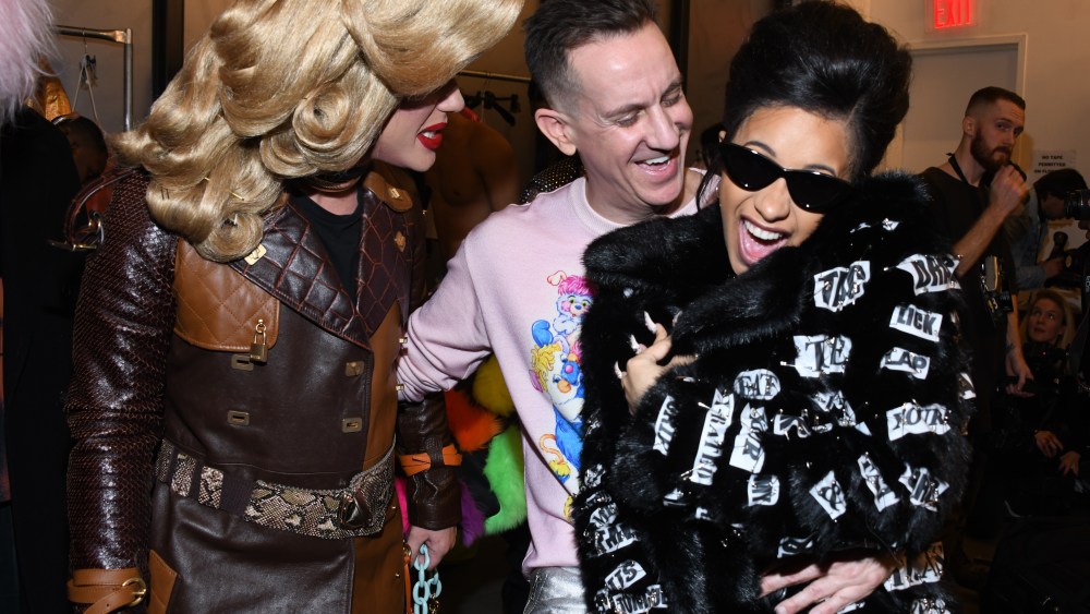Jodie Harsh, Jeremy Scott and Cardi B backstageJeremy Scott show, Backstage, Fall Winter 2018, New York Fashion Week, USA - 08 Feb 2018