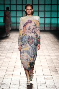Model on the catwalkMary Katrantzou show, Runway, Fall Winter 2018, London Fashion Week, UK - 18 Feb 2018