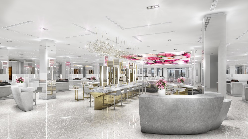 A rendering of Saks Fifth Avenue’s new second-floor beauty department.