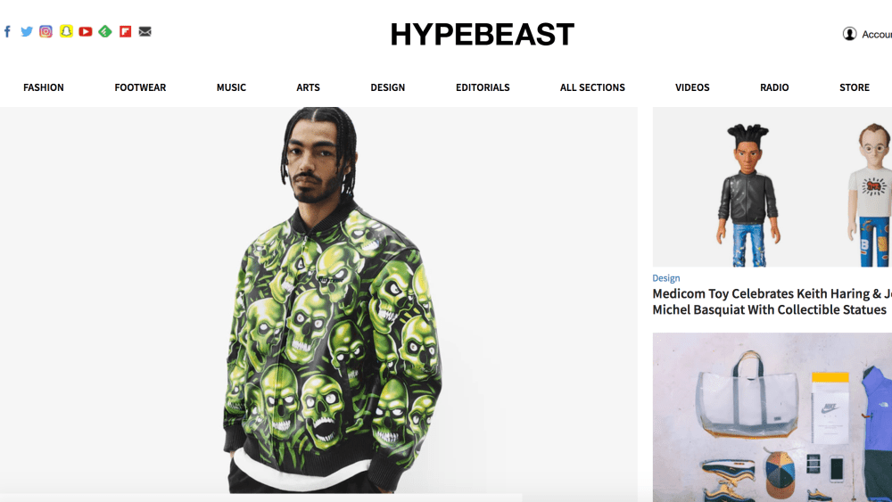The Hypebeast homepage.
