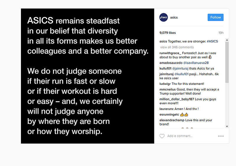 Asics Chimes On Trump’s Immigration Ban