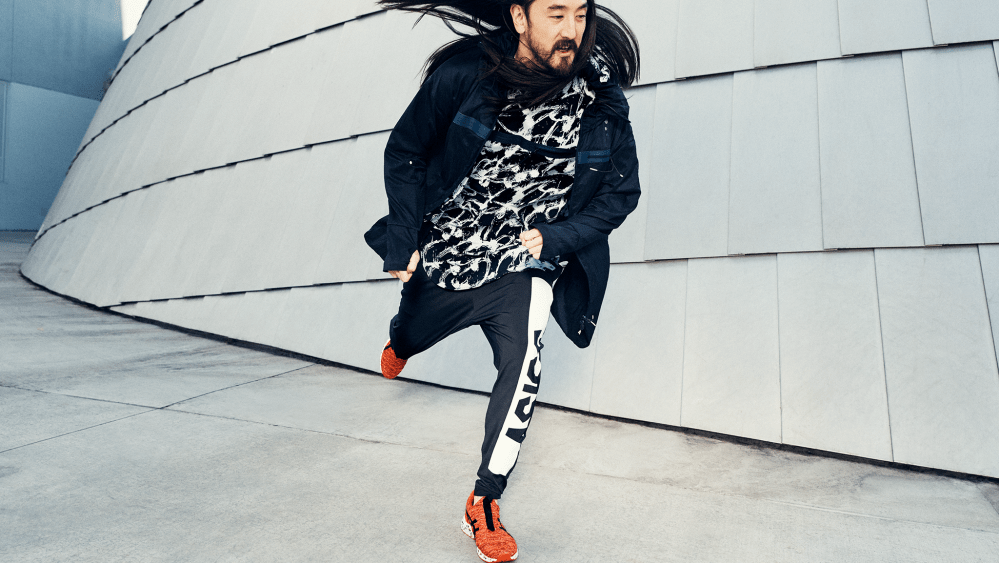 Steve Aoki in the promotional material for his Asics collaboration.